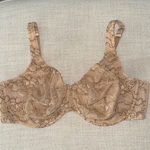 Cacique Nude Lace Full Coverage Modern Lace Underwire Bra EUC